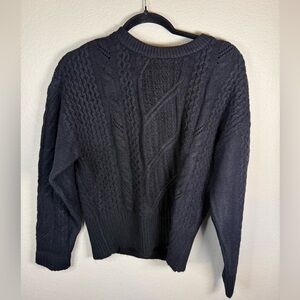 NWT Express Black Textured Crewneck Sweater with back bow